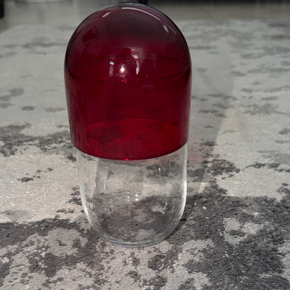 Fred Sugar Fix Red and Clear Glass Dome candy jar